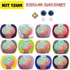 Kit 12 Linha Fio Amigurumi Slim Círculo 70g Algodão Novelo 178 Metros Peças Finas Detalhes Crochê