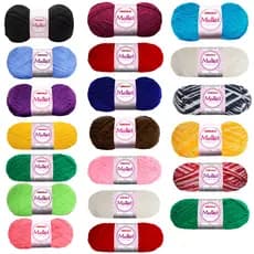 Kit 20 Novelos Lã Mollet 40g Círculo Cor Lisa Fibra Neon Multicolor Crochê Tricô Artesanato Moda DIY