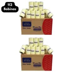 Bobina Térmica 57mm x 15 mts Branca 48g – Caixa 112 Rolos para Maquininha de Cartão, POS, PDV e ECF
