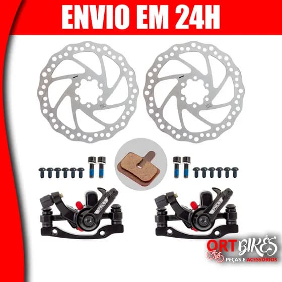 Kit de Freio a Disco completo Paco Bike Mecânico Disco Pinça Rotor 160 Dianteiro e Traseiro