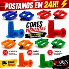 Kit Infantil Bike Pedal Rosca Fina + Manopla Colorida Aro 12 14 16 20