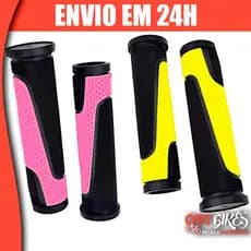 Manopla Bike Borracha colorida TPR 125mm Bicolor GTA Amarela ou Rosa