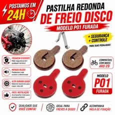 Pastilha REDONDA de Freio Disco com Furo e Mola Bike Aro 29 Modelo P01 Furada