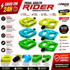 Pedal Adulto Nylon Rider 1/2 Rosca Fina Monobloco Paco Bucha DU Original paco