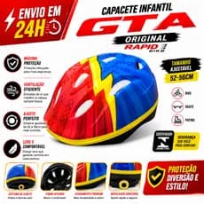 Capacete de bike Infantil menino GTA ORIGINAL Rapid Bike Skate Ajustável 52-56cm