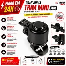 Campainha Trim Mini Plim Buzina De Bicicleta Bike Aco Preta ORIGINAL PACO
