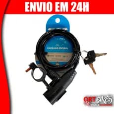Cadeado de bike com Cabo de Aço GTA 6mm x 1m com Suporte Trava Antifurto para Bike, Moto e Patinete + 2 Chaves e Suporte