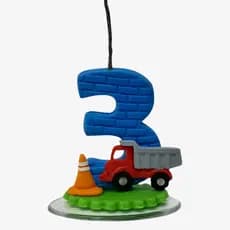 Vela de aniversário Caminhão Topo de Bolo em Biscuit Construção