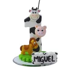 Vela Aniversário Personalizada Topo de Bolo Fazendinha Animais