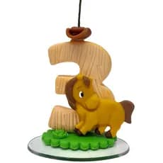 Vela Topo de Bolo em Biscuit Fazendinha Cavalo Chapéu Country Fazenda