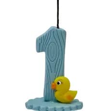 Vela de aniversário patinho em biscuit Topo de bolo fazendinha pato