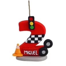 Vela Aniversário Personalizada Topo de Bolo Tema Carros Corrida
