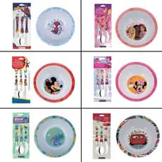 Kit Talher + Bowl 16cm Personalizado Disney BPA Free Carros Minnie Mickey Stitch