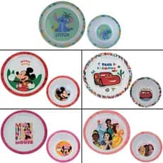 Kit Prato + Bowl Infantil Disney Plástico BPA Free Criança Refeição Minnie Mickey Stitch Carros
