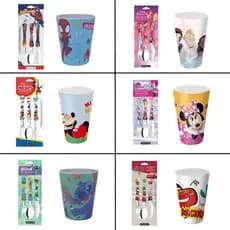 Kit Talher + Copo 300ml Personalizado Disney BPA Free Carros Minnie Mickey Stitch Princesas