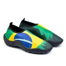 Sapatilha Aquatica Lançamento Copa Unissex Sola Borracha Antiderrapante Estampa Brasil Praia Trilha Esportes Pesca