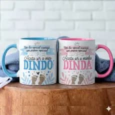 Caneca Personalizada Dinda Dindo Padrinho Madrinha Convite Batizado