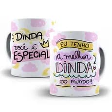 Caneca de Porcelana Personalizada com nome e foto Dinda Dindo Vários Modelos