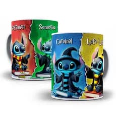 Caneca Personalizada Stitch Harry Potter Grifinóra Sonserina Lufa Lufa Cornival
