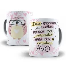 Caneca de Porcelana Dia dos Avós Vovó Vovô coruja
