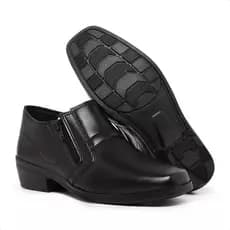 Botina Masculina Preta Confortável Casual Couro Sintético Zíper Lateral Leve Durável Antiderrapante  Ref.C051