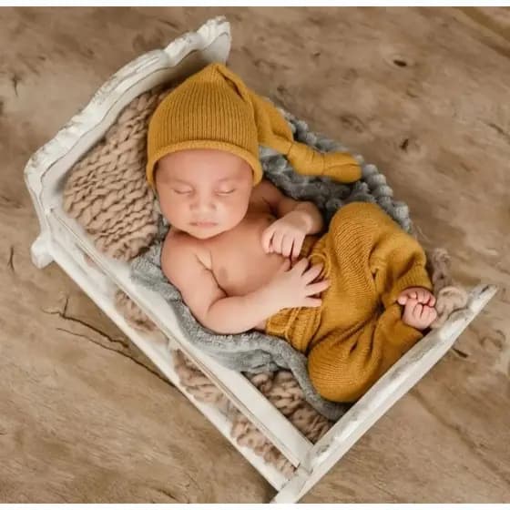 Conjunto Newborn Calça e Touca Soneca em Tricô | Prop Fotografia Bebê | Unissex
