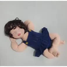Body Luxo Newborn em Tricô com Saia | Botões Dourados | Roupa para Ensaio Fotográfico Bebê