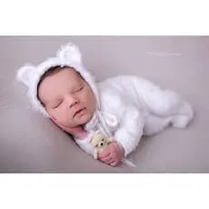 ✨ Conjunto Ursinho Peludinho Newborn em Tricô | Macacão + Touca | Prop para Fotografia de Bebê ✨