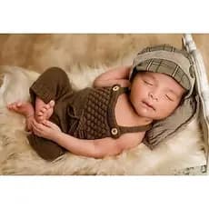 Jardineira Longa Newborn em Tricô | Roupa para Ensaio Fotográfico Bebê | Unissex | Prop Newborn