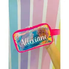 Kit Estojos de plástico holográfico furtacor Transparente necessaire lembrancinha infantil PERSONALIZADO