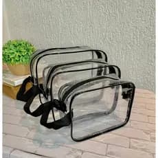 Kit 3 Necessaire transparente organizadores para viagens,maternidade,farmacinha, maquiagem, organizadora, multiuso