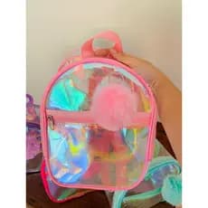 Mochila bolsa Transparente Cristal Holográfica Infantil mochila de  passeio plástico para menina e menino18x24