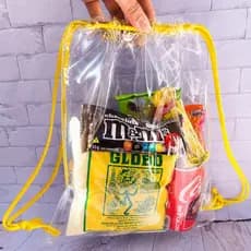 Sacochila Plástico Transparente lembrancinha personalizado festa infantil sacolinha