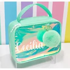 Maleta Holográgica Personalizado colorido para brindes e festas infantis lembrancinha furta cor Necessaire maquiagens
