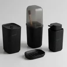 Kit Lavabo Banheiro Completo 4 Acessórios Dispense Sabonete, Porta Escova, Saboneteira,Porta algodão