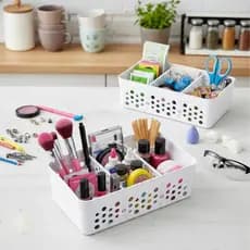 Cesto Organizador Maquiagem Cosméticos Pincéis Multiuso Kit 2, 3 e 5 Unidades Divisória Removível