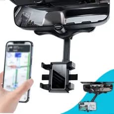 Suporte Celular Retrovisor Carro 360° Ajustável Universal GPS Veicular Fixação Espelho Retrovisor