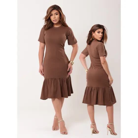 Vestido Feminino Midi Moda Cristã Evangelico Algodão Soltinho Confortável