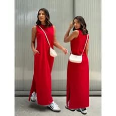 Vestidos Feminino Longo Soltinho Tendência Moda Blogueira Elegante Algodão
