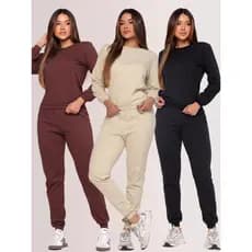 Conjunto Moletom Feminino Blusa Manga Longa Calça Jogger Flanelado Veludo Roupa de Frio Confortável