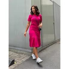 Vestido Feminino Midi Com Manga Babado Algodão Super Pomoção