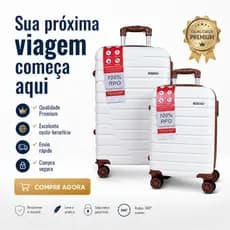 PROMOCIONAL kit 2  Malas De Viagem Rodinhas 360° Rodas Removíveis cadeado com segredo ABS Giro 360