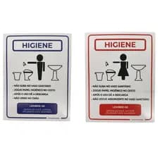 Kit 2 Placas Sinalização Higiene Masculino Feminino Banheiro