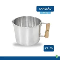 Canecão Leiteira De Alumínio Grosso Fervedor com Orla e Cabo De Madeira N14 - 1,7 Litros - Aqualar