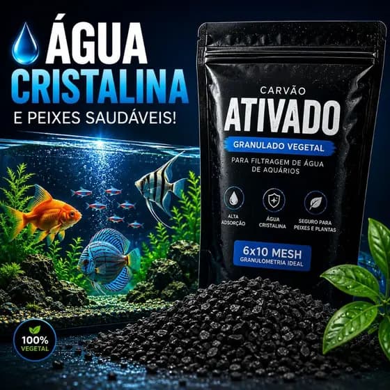 Carvão Ativado Granulado para Aquário e Filtro – Remove Odores e Água Amarelada