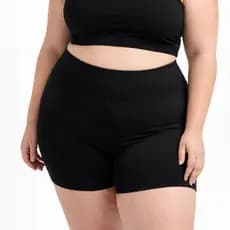 Shorts Fitness Plus Size Preto Cintura Alta Suplex Premium (G1 G2 G3)