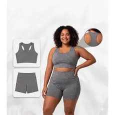 Conjunto Suplex Cinza Plus Size | Suplex | Levanta Bumbum | Zero Transparência