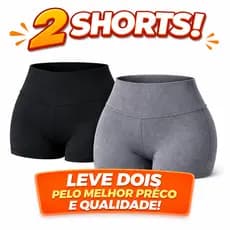 Kit com 2 Shorts Feminino Suplex Cós Alto Modelador Para Treino e AcademiaFitness Cintura Alta Confortável Preto e Cinza