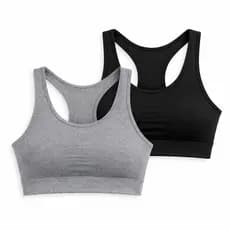 Kit 2 Tops Fitness Feminino Suplex Nadador Sem Bojo Academia Alta Sustentação Preto Cinza