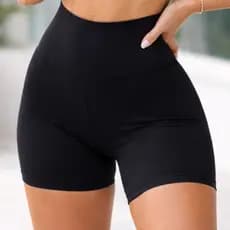 Shorts Fitness Feminino Meia Coxa Suplex Cintura Alta Levanta Bumbum Academia Modelador Preto